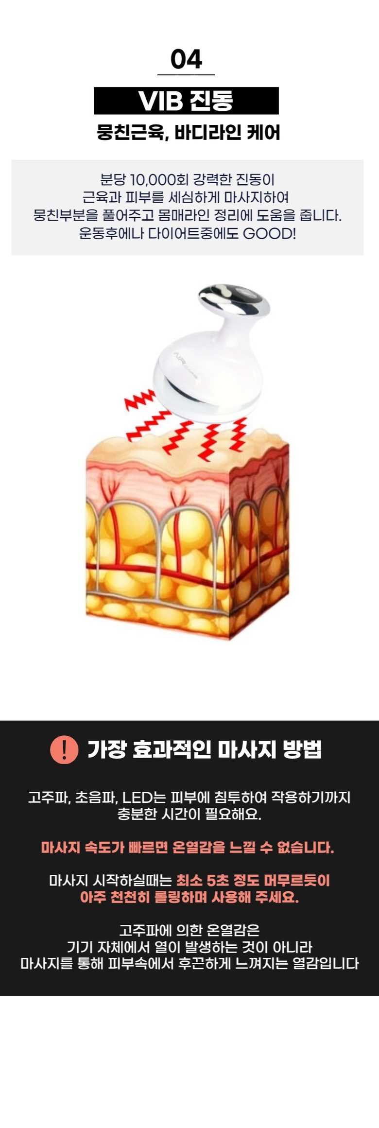 이로위로 바디 고주파 마사지기 온열 갈바닉 초음파 바본관리 가정용고주파기 홈케어 뷰티디바이스