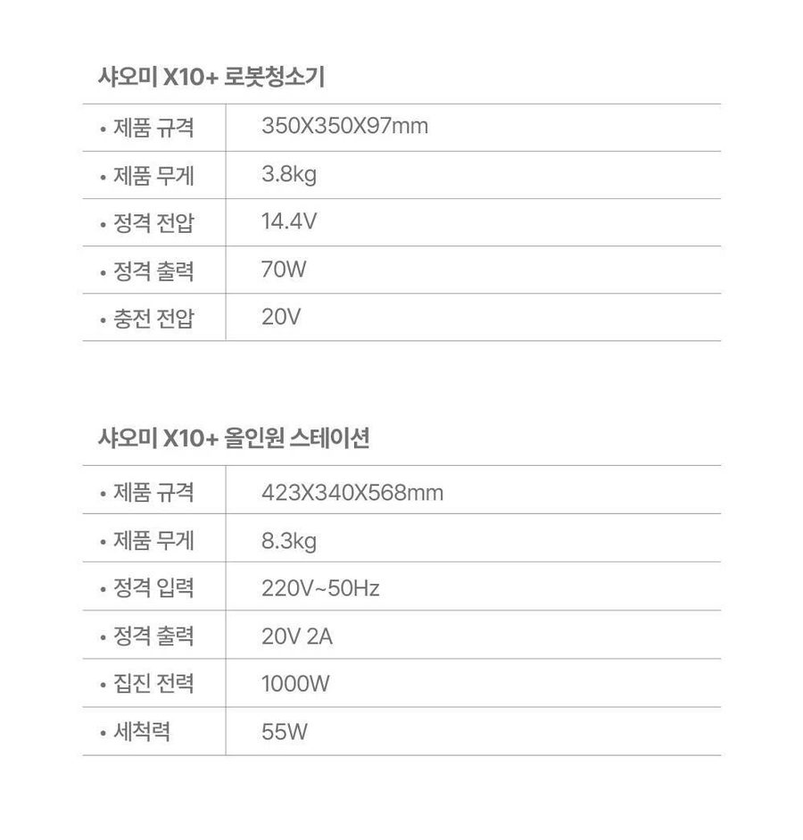 샤오미 올인원 로봇청소기 X10+ 로봇청소기 B101GL 정발 한국판 당일출고