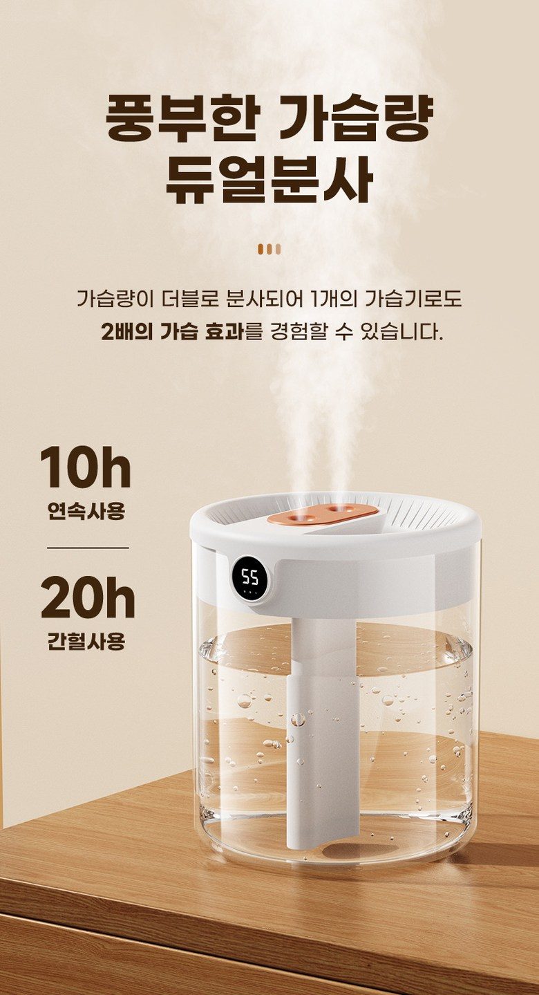 마이뚜뚜 대용량 무드등 조용한 디지털 usb 미니 가습기 1.5L